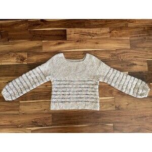 Vintage Handmade Crochet Women Stripe Sweater Size Small